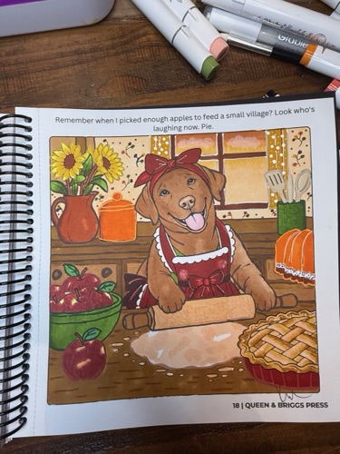Community coloring — Brownie's Leaves & Lattes apple pie