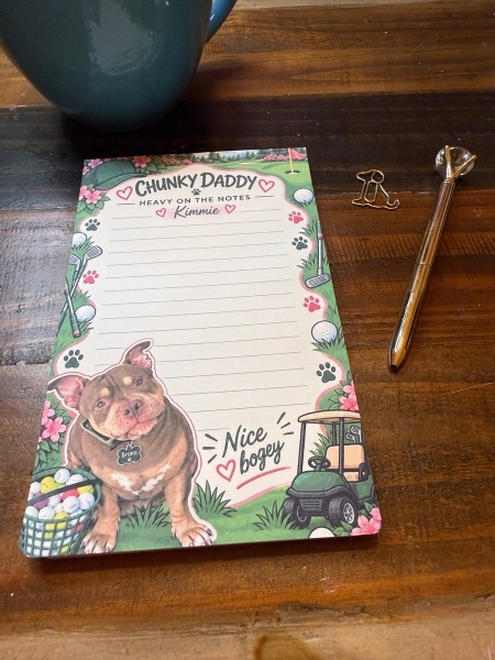 Bogey Love notepad featuring Bronx (Chunky Daddy)