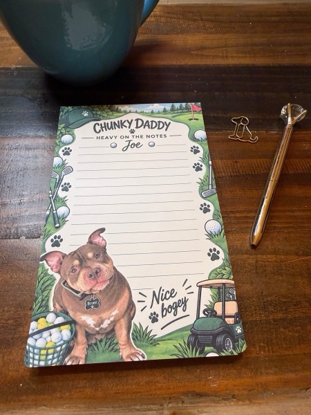 Bogey Blues notepad featuring Bronx (Chunky Daddy)